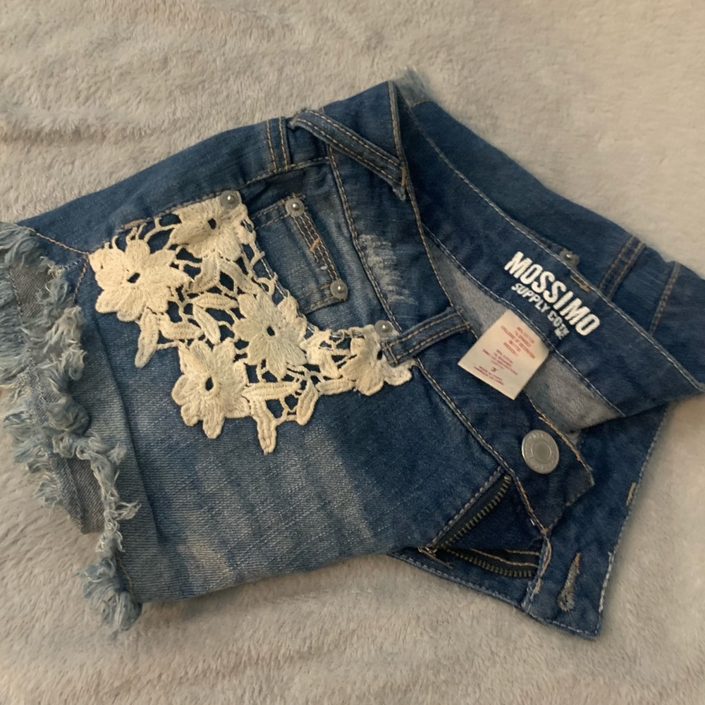 Denim Shorts With Lace